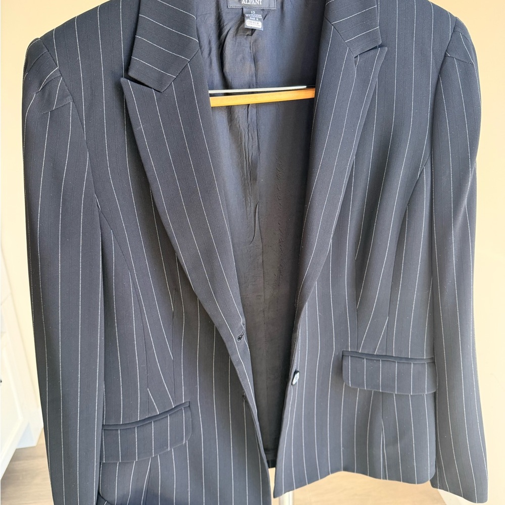 Alfani Black Pinstripe Single-Button Blazer size 12